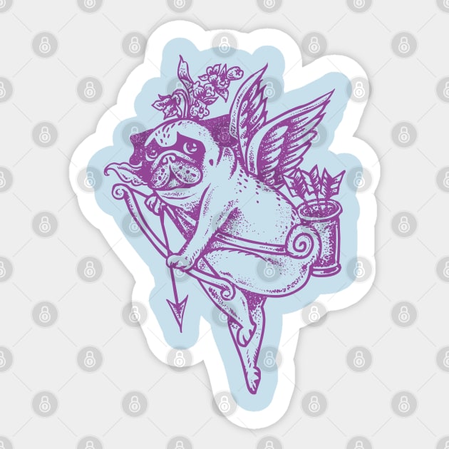 Stupid Pug Cupid Sticker by huebucket